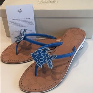 Coach fish flip flops. 8.5 new, never worn.